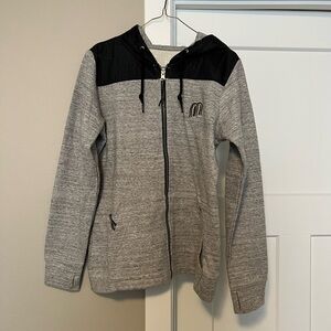 Antigua Gray and Black Fitted Zippered Hoodie - Billings Mustangs